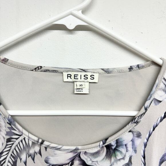 Reiss Women Balbina Pale Purple Floral Long Sleeve Form Fitting Midi Dress XS - Picture 3 of 4